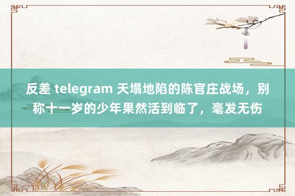 反差 telegram 天塌地陷的陈官庄战场，别称十一岁的少年果然活到临了，毫发无伤