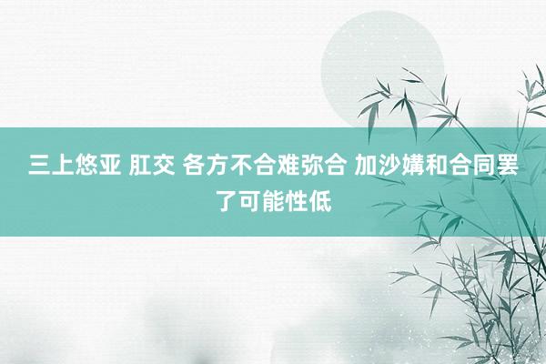 三上悠亚 肛交 各方不合难弥合 加沙媾和合同罢了可能性低