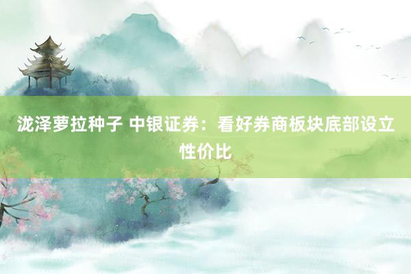 泷泽萝拉种子 中银证券：看好券商板块底部设立性价比