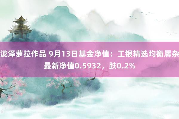 泷泽萝拉作品 9月13日基金净值：工银精选均衡羼杂最新净值0.5932，跌0.2%