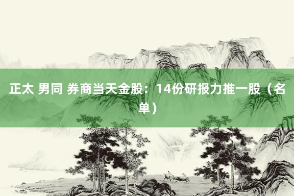 正太 男同 券商当天金股：14份研报力推一股（名单）