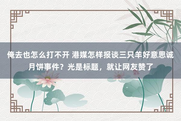 俺去也怎么打不开 港媒怎样报谈三只羊好意思诚月饼事件？光是标题，就让网友赞了