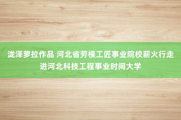 泷泽萝拉作品 河北省劳模工匠事业院校薪火行走进河北科技工程事业时间大学