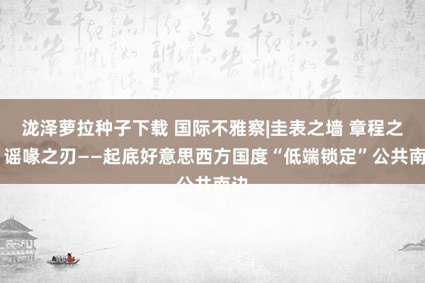 泷泽萝拉种子下载 国际不雅察|圭表之墙 章程之链 谣喙之刃——起底好意思西方国度“低端锁定”公共南边