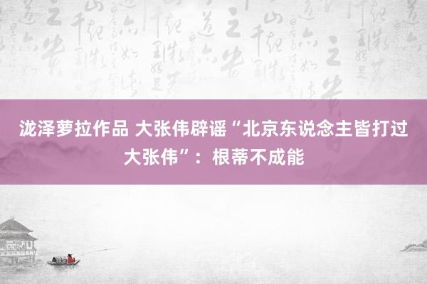 泷泽萝拉作品 大张伟辟谣“北京东说念主皆打过大张伟”：根蒂不成能