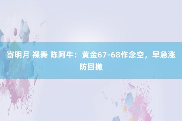 寄明月 裸舞 陈阿牛：黄金67-68作念空，早急涨防回撤