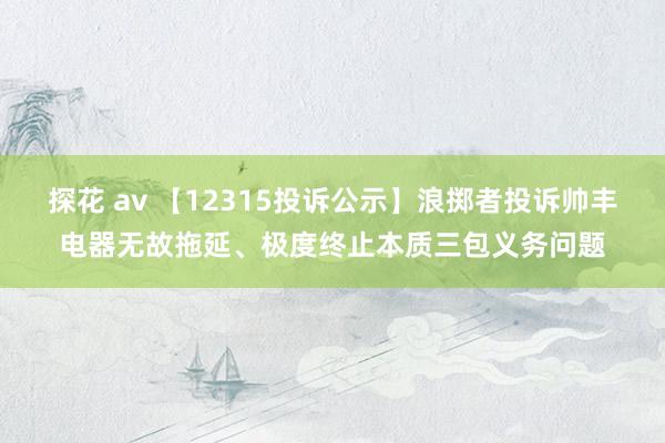 探花 av 【12315投诉公示】浪掷者投诉帅丰电器无故拖延、极度终止本质三包义务问题