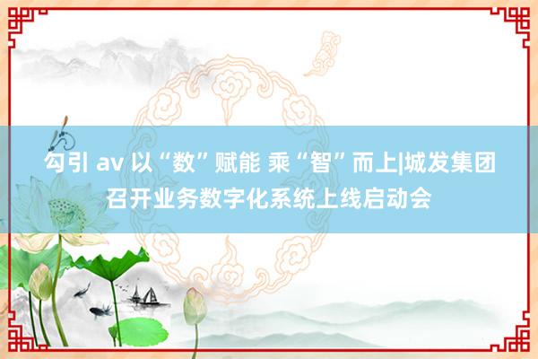 勾引 av 以“数”赋能 乘“智”而上|城发集团召开业务数字化系统上线启动会