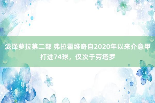 泷泽萝拉第二部 弗拉霍维奇自2020年以来介意甲打进74球，仅次于劳塔罗