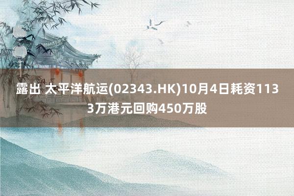 露出 太平洋航运(02343.HK)10月4日耗资1133万港元回购450万股