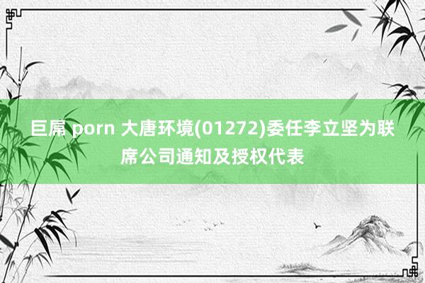 巨屌 porn 大唐环境(01272)委任李立坚为联席公司通知及授权代表