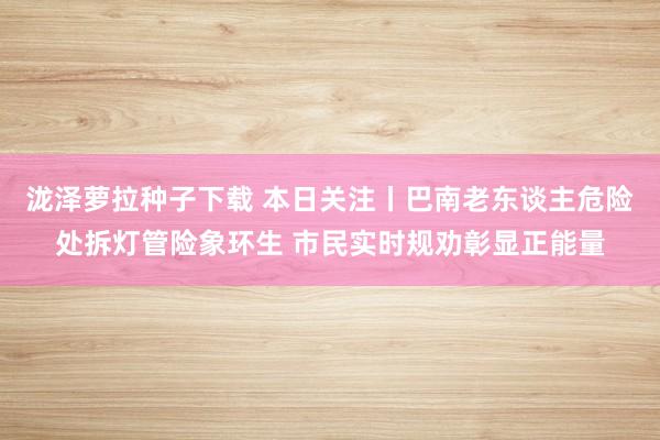 泷泽萝拉种子下载 本日关注丨巴南老东谈主危险处拆灯管险象环生 市民实时规劝彰显正能量