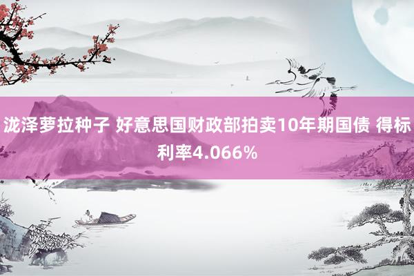 泷泽萝拉种子 好意思国财政部拍卖10年期国债 得标利率4.066%