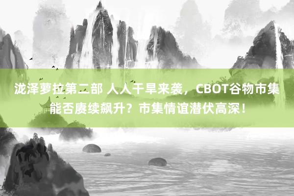 泷泽萝拉第二部 人人干旱来袭，CBOT谷物市集能否赓续飙升？市集情谊潜伏高深！