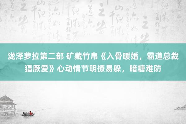 泷泽萝拉第二部 矿藏竹帛《入骨暖婚，霸道总裁猖厥爱》心动情节明撩易躲，暗糖难防