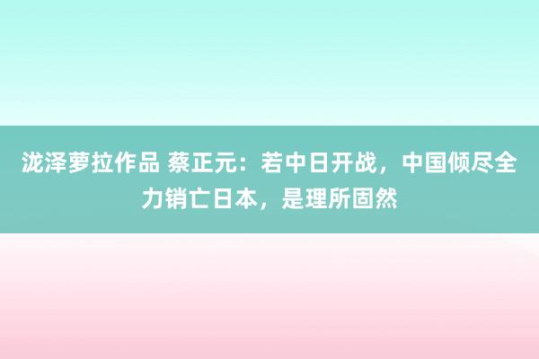 泷泽萝拉作品 蔡正元：若中日开战，中国倾尽全力销亡日本，是理所固然