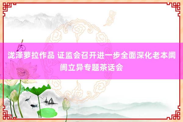 泷泽萝拉作品 证监会召开进一步全面深化老本阛阓立异专题茶话会