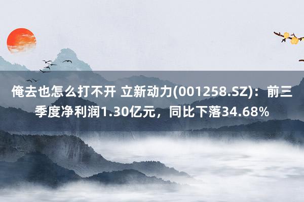 俺去也怎么打不开 立新动力(001258.SZ)：前三季度净利润1.30亿元，同比下落34.68%