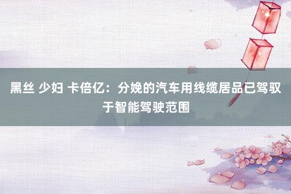 黑丝 少妇 卡倍亿：分娩的汽车用线缆居品已驾驭于智能驾驶范围