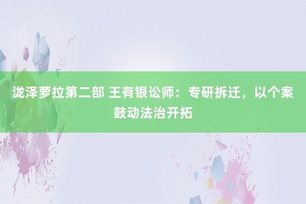 泷泽萝拉第二部 王有银讼师：专研拆迁，以个案鼓动法治开拓