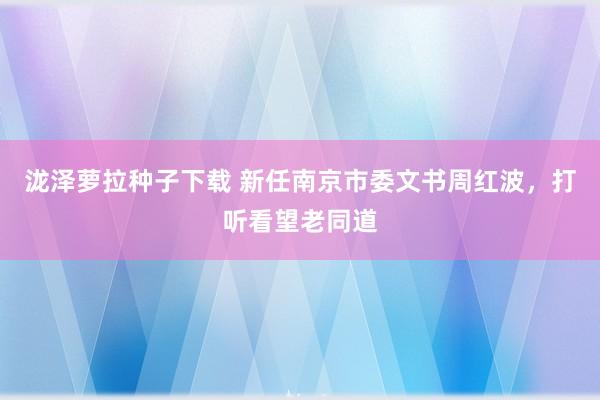 泷泽萝拉种子下载 新任南京市委文书周红波，打听看望老同道