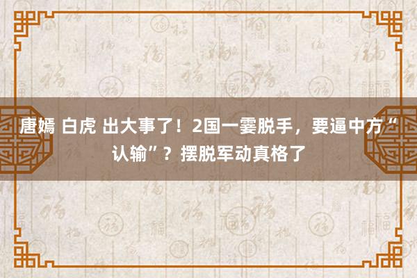 唐嫣 白虎 出大事了！2国一霎脱手，要逼中方“认输”？摆脱军动真格了