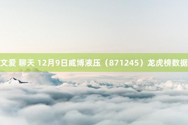 文爱 聊天 12月9日威博液压（871245）龙虎榜数据