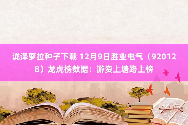 泷泽萝拉种子下载 12月9日胜业电气（920128）龙虎榜数据：游资上塘路上榜