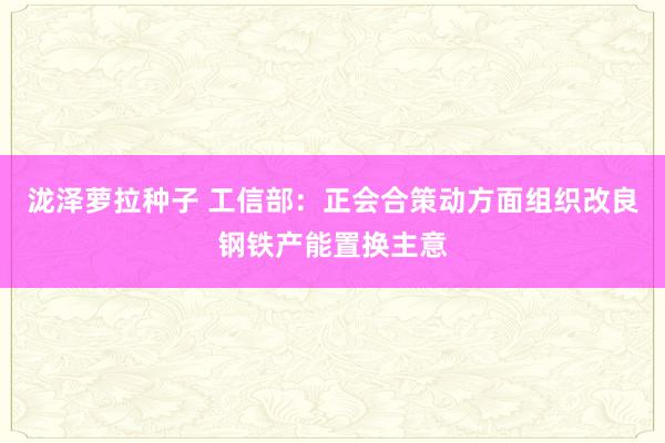 泷泽萝拉种子 工信部：正会合策动方面组织改良钢铁产能置换主意