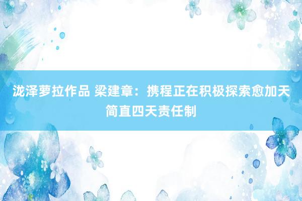 泷泽萝拉作品 梁建章：携程正在积极探索愈加天简直四天责任制