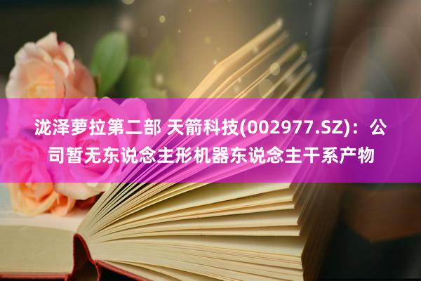 泷泽萝拉第二部 天箭科技(002977.SZ)：公司暂无东说念主形机器东说念主干系产物