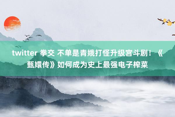 twitter 拳交 不单是青娥打怪升级宫斗剧！《甄嬛传》如何成为史上最强电子榨菜