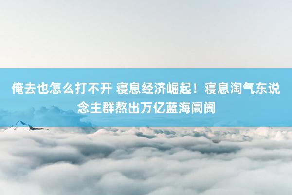 俺去也怎么打不开 寝息经济崛起！寝息淘气东说念主群熬出万亿蓝海阛阓