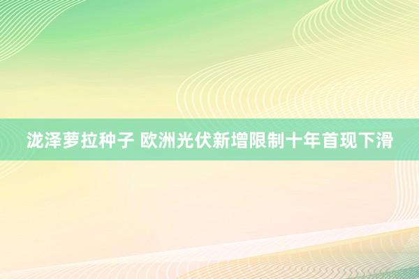 泷泽萝拉种子 欧洲光伏新增限制十年首现下滑