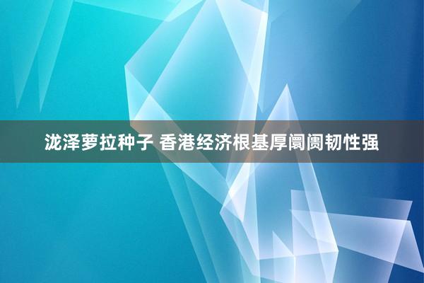 泷泽萝拉种子 香港经济根基厚阛阓韧性强