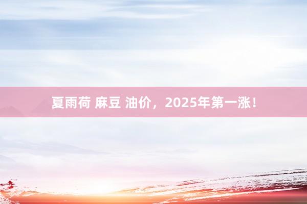 夏雨荷 麻豆 油价，2025年第一涨！