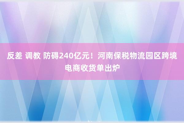 反差 调教 防碍240亿元！河南保税物流园区跨境电商收货单出炉