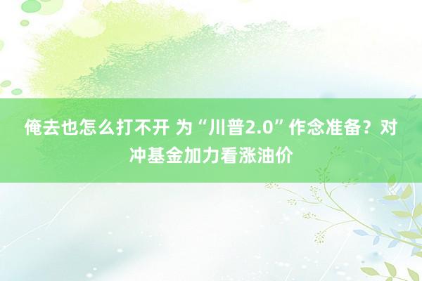 俺去也怎么打不开 为“川普2.0”作念准备？对冲基金加力看涨油价