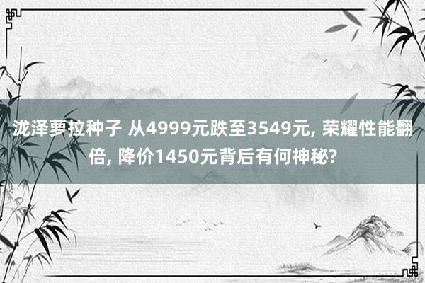 泷泽萝拉种子 从4999元跌至3549元, 荣耀性能翻倍, 降价1450元背后有何神秘?