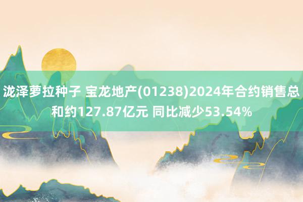 泷泽萝拉种子 宝龙地产(01238)2024年合约销售总和约127.87亿元 同比减少53.54%