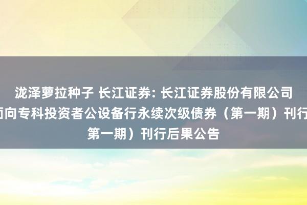 泷泽萝拉种子 长江证券: 长江证券股份有限公司2025年面向专科投资者公设备行永续次级债券（第一期）刊行后果公告