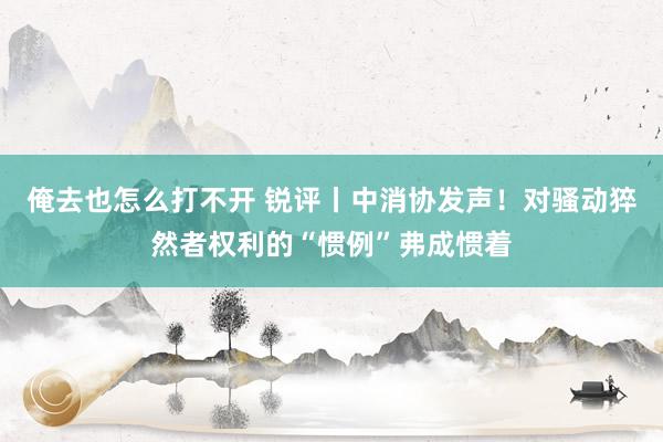 俺去也怎么打不开 锐评丨中消协发声！对骚动猝然者权利的“惯例”弗成惯着