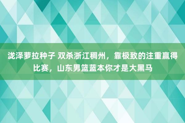 泷泽萝拉种子 双杀浙江稠州，靠极致的注重赢得比赛，山东男篮蓝本你才是大黑马