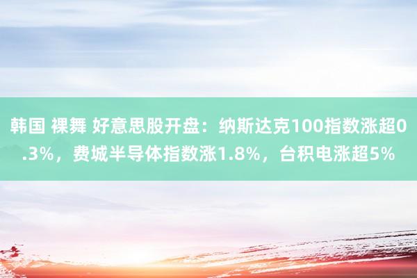 韩国 裸舞 好意思股开盘：纳斯达克100指数涨超0.3%，费城半导体指数涨1.8%，台积电涨超5%